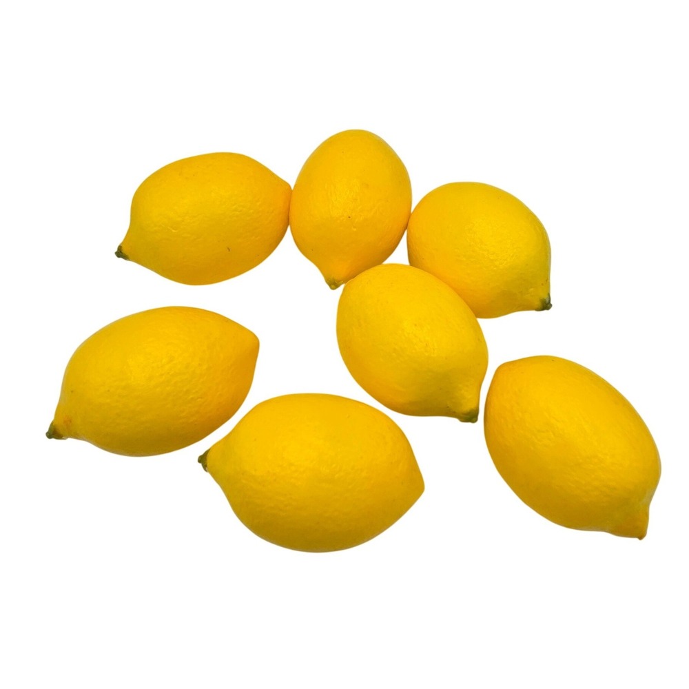 7 Artificial Lemons Faux Fruit Kitchen Decor Realistic Yellow Lightweight